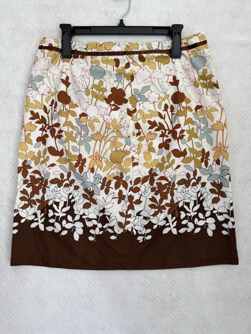 Coldwater‎ Creek Floral Border Print A-Line Skirt in Brown and Cream size 10